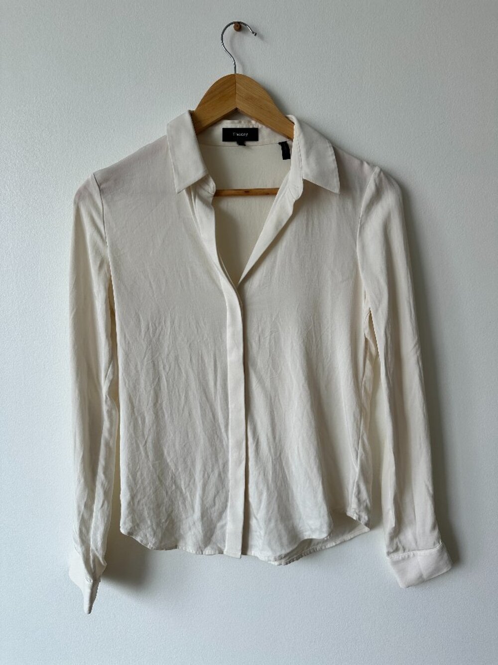 Theory Cream Silk Blouse